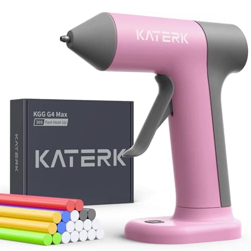Katerk Cordless Hot Glue Gun Kit, 30s Fast Heating, Mini Glue Gun with 20 Glue Sticks, Compact & Portable with 2500mAh Built-in Battery, Auto Shut-Off, Perfect for DIY, School Crafts & Repairs (Pink) - Image 1