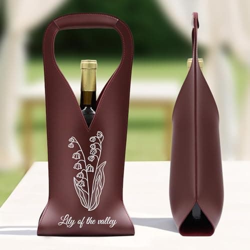 NYLGOXITK Personalized Leather Wine Tote Bag – Custom Name & Birth Flower Wine Bottle Holder, Elegant Reusable Wine Carrier for Birthday, Anniversary, Wedding & Holiday Gifts - Thumbnail 4