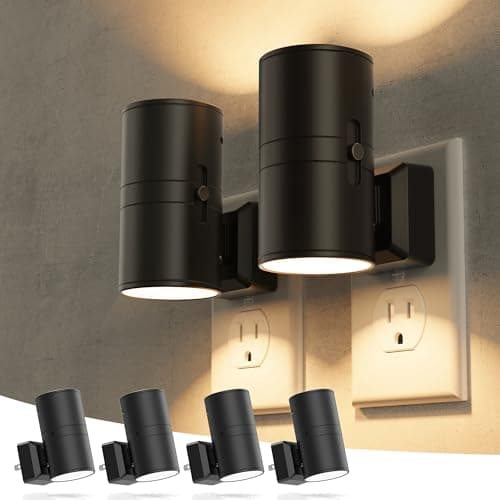 Briignite Night Lights Plug into Wall, Modern LED Night Light Plug in, Dusk to Dawn Sensor, Soft White 3000K, 0-100LM Adjustable Brightness, Dimmable NightLight for Hallway, Bedroom, Stairway, 4 Pack - Image 1