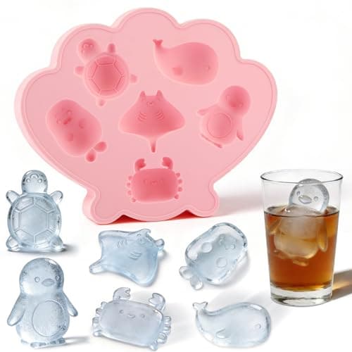 Fu Store Ice Cube Tray Shell Silicone Ice Cube Trays with Cute Marine Life Shapes Cubes Easy to Release Perfect for Freezer Home, Kitchen, Drinks, Cocktail, Coffee, Chocolate Mold (Pink) - Image 1