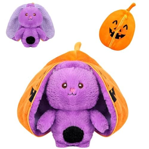 MIAODAM Bunny Stuffed Animal Plush,Reversible Pumpkin Bunny Plushies Pillow, Cute Rabbit Plush Toy Gift for Baby Toddler Girls Boys (11inch) - Image 1