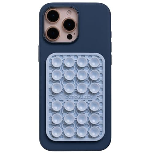 OCTOBUDDY Textures Tentacle - Silicone Suction Phone Case Adhesive Mount - Hands-Free Grip with 24 Suction Cups for Videos & Selfies - 2.6" x 3.9", Baby Blue Jay - Image 1