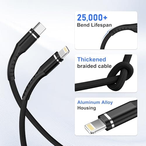iPhone Charger Cable, 2Pack 3FT USB-C to Lightning Cable Apple MFi Certified Lightning Cable Nylon Braided Fast Charging High Speed Transfer Cord for iPhone 14 13 12 11 Pro Max Xr Xs 8 and More - Thumbnail 3