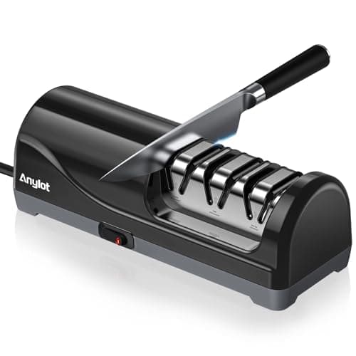 Electric Knife Sharpener for Kitchen, 3-Stage Knife Sharpener Electric with 100% Diamond Abrasives, 20° Precision Angle Guide, Fast & Safe Sharpening for Chef Knives, Home Use & Beginners (Black) - Image 1