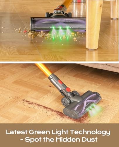 SVHT Cordless Vacuum Cleaner, 450W 40KPA Vacuum Cleaners for Home, 45Mins Lightweight Stick Vacuum with Advanced Green Light Tech, Rechargeable Battery Vacuum for Carpet,Pet Hair,Hardwood Floor - Thumbnail 4