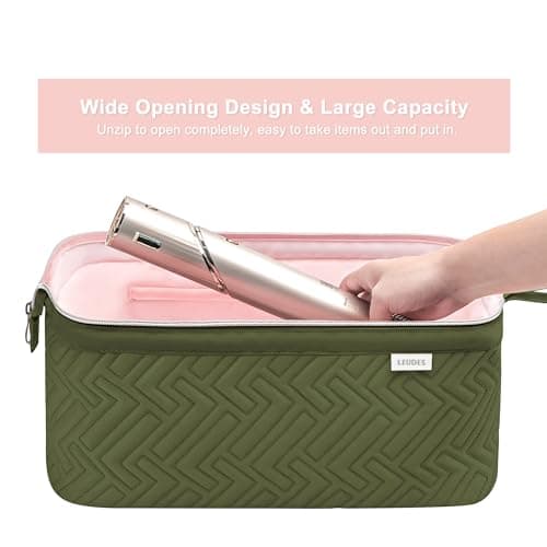 Leudes Hair Tools Travel Bag for Shark Flexstyle Carrying Case Portable Shark Hair Air Wrap Dryer Case Waterproof Dustproof Flat Curling Iron Travel Organizer (Army Green) - Thumbnail 2
