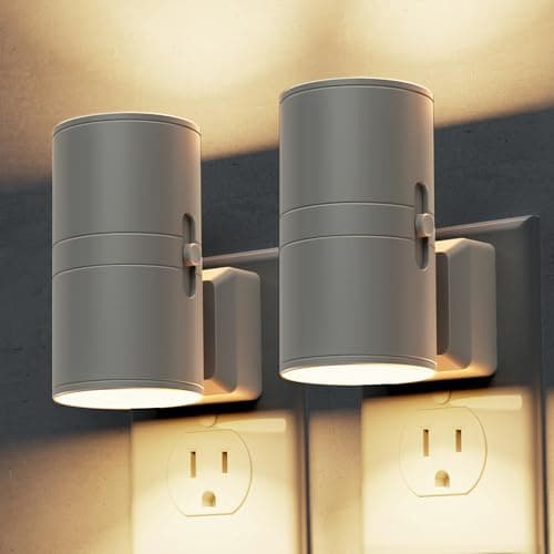 L LOHAS LED Night Light Plug in, 2 Pack, Night Lights Plug into Wall, Light Sensor, Cement Gray Housing, Soft White Nightlight, 3000K 100LM Dimmable Nightlights for Hallway Bedroom Stairway - Image 1