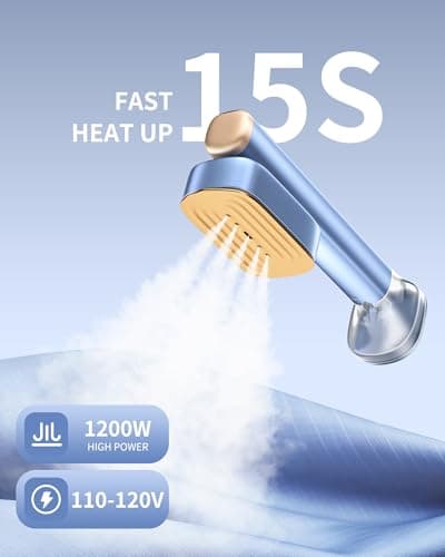MIYOKO 2-in-1 Garment Steamer for Clothes, 1200W Handheld Steam Iron with Two Water Tanks (3.38 &6.09 Oz.), 15s Fast Heating, 25G/Min High Speed Steams, 110-120V for Home &Travel Portable Use, Blue - Thumbnail 3