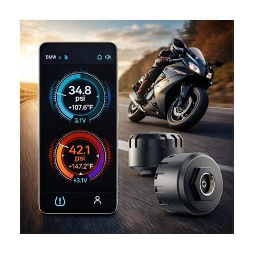 Hyphoon Motorcycle Tire Pressure Monitoring System, Bluetooth TPMS for Motorcycles – Real-Time Tire Pressure & Temperature Monitor with Dual External Valve-Stem Sensors, Waterproof Wireless TPMS - Image 1