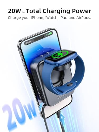 AFLYDOG for Apple Watch Charger Block, 2 in 1 Wall Charger with Built-in Retractable Charging Cable, Travel Foldable Plug Power Adapter Compatible with iPhone iWatch (Black) - Thumbnail 4