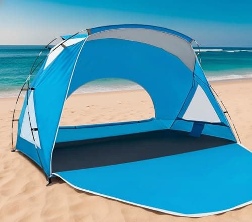 Beach Tent, Portable Sun Shelter for 2/3/4/6-8 Person with UPF 50+ UV Protection, Easy Setup Waterproof Beach Shade Canopy Cabana for Family Outdoor and Picnics, Fishing with Carrying Bag - Image 1