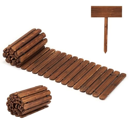 Spurgehom 8FT Wooden Pathway, Roll Out Cedar Straight Walkway, Patio Path Boardwalk Walkways,Weather-Resistant Outdoor Path for Backyard, Beach & Wedding Events - Image 1