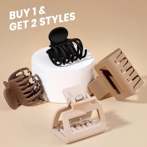 HFLYJPYW 8 Pack Small Claw Clips for Women Girls Double Row Teeth Medium Hair Clips Matte Claw Clips for Thin Hair No Slip Hair Clips for Short Hair Accessories (Dark Series) - Thumbnail 4