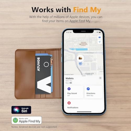 [Apple MFi Certified] ATUVOS Rechargeable Wallet Card, Ultra-Thin 1.6mm Blueooth Air Tag Tracker Works with Apple Find My (iOS Only), Item Locator for Passport, Luggage, IP67 Waterproof, 2 Pack - Thumbnail 5