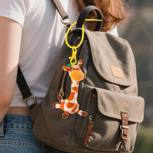 LLUKEME Cute Soft Giraffe Plush Keychain, 4.9 Inch Kawaii Stuffed Animal, Versatile Keychain Backpack Charm, Bag Decor Accessory, Adorable Gift for Kids Adults Birthday Christmas (Spots) - Thumbnail 3