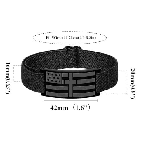 GLEZZA Serenity Prayer Bracelets for Boy Men American Flag Cross Inspirational Motivational Bracelet Bible Verse Christmas Birthday Easter Jewelry Gifts for Son Boyfriend Husband - Thumbnail 5