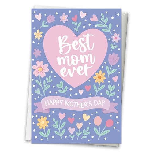 Hadley Designs Happy Mothers Day Card For Mom - 8x5.3in Mother's Day Card For Mom, Mother Gift Greeting Cards, Premium Single Mother Cards From Daughter and Son, Designed in USA
