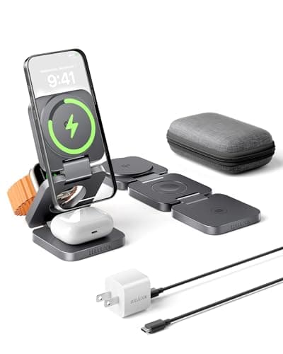 Qi2 Certified 3 in 1 Travel Charger MagSafe Compatible, Upgraded Foldable Wireless Charger Stand, Mag-Safe 3 in 1 Charging Station,15W Fast Charging for iPhone 17/16/15/14/13/12, Apple Watch, AirPods - Image 1