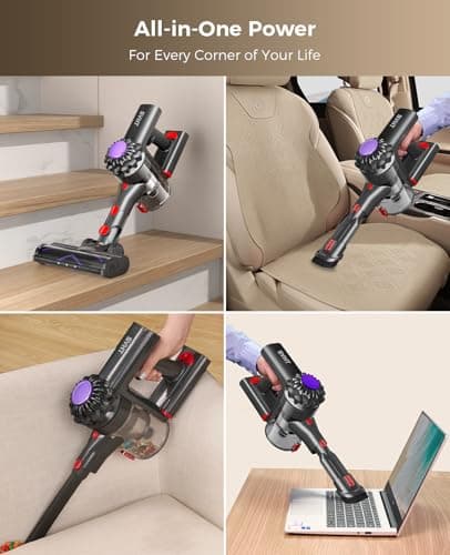 SVHT Cordless Vacuum Cleaner, 450W 40KPA Vacuum Cleaners for Home, 45Mins Lightweight Stick Vacuum with Advanced Green Light Tech, Rechargeable Battery Vacuum for Carpet,Pet Hair,Hardwood Floor - Thumbnail 5