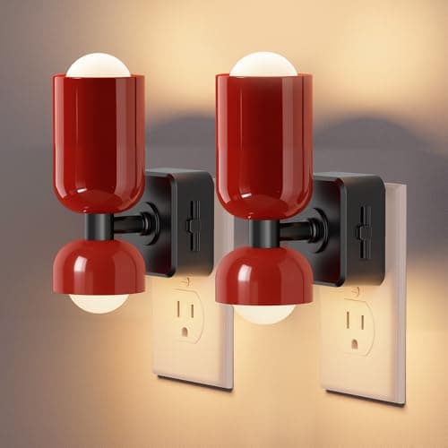 L LOHAS LED Night Light, Night Lights Plug into Wall, 0-100LM Bathroom Night Light, Dusk to Dawn Dimmable Nightlight, Modern Metal Red Nightlight for Bedroom,Mirror Restroom[2 Pack] - Image 1