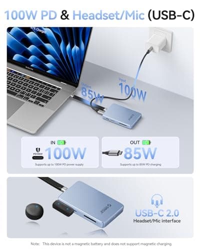 ORICO 10Gbps Magnetic M.2 NVMe SSD Enclosure with USB-C Dock Compatible for Phone 17/16/15 Pro/Max/Plus ProRes Recording TF/SD Card Slot PD 100W for 2230/2242/2260/2280 B+M M-Key Diskless AP80F Black - Thumbnail 5