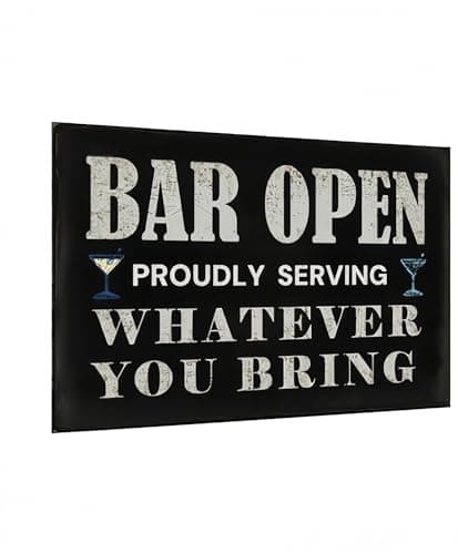 Carastora Vintage Bar Wall Decor Sign - 'Bar Open' for Home Bar, Club, Kitchen - Fun Gift for Beer Lovers, 8x12 Inch - Image 1
