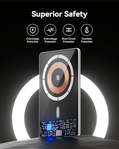 Kuulaa Magnetic Power Bank 5000mAh 0.28'' Ultra Slim Portable Charger Magsafe Battery Pack for iPhone 17/16 Pro Max/15/14/13/12 Mini, Titanium - Thumbnail 2