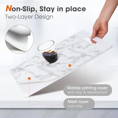 Beautysaid Shelf and Drawer Liner for Kitchen Cabinet, Non Adhesive Non Slip Shelf Paper Waterproof Washable Thickened for Dresser Pantry Shelve Bathroom Protector Liner(Marble,12 in x 10 FT) - Thumbnail 2