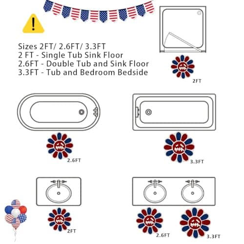 Shovagy Trippy Happy Face Rug 4th of July Bathroom Rugs Patriotic Independence Day Decor Carpet Tufted Quick Dry Non Slip Bath Mats Water Absorbent 2.6FT Red Blue White Bathroom Rugs - Thumbnail 2