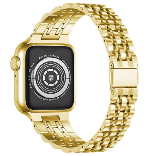PUGO TOP Slim Stainless Steel Band Compatible with Apple Watch 49mm 46mm 45mm 44mm 42mm 41mm 40mm 38mm, Business Strap for iWatch Series 11 10 9 8 7 6 5 4 3 2 1, SE3 2 1, Ultra3 2 1, Two-Tone Metal Bands, Butterfly Clasp, Adjustable Links with Removal Tool - Thumbnail 2