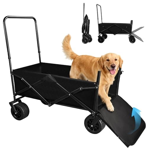 Dog Stroller for Large Dogs,Pet Stroller for Medium Dogs Up to 150lbs,Folding Dog Wagon Cart,Heavy Duty All-Terrain with Adjustable Handle,Storage Organizer,Waterproof Oxford Fiber,Black - Image 1