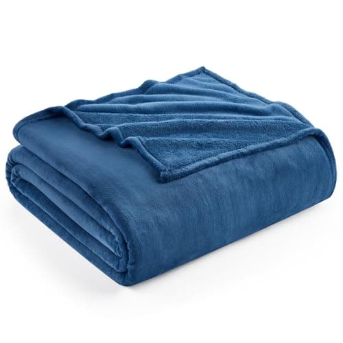 Hansleep Fleece Mineral Blue Queen Blanket, Super Soft Flannel Fuzzy Plush Cozy Blanket for All Seasons, Mineral Blue, Queen 90x90 Inches - Image 1