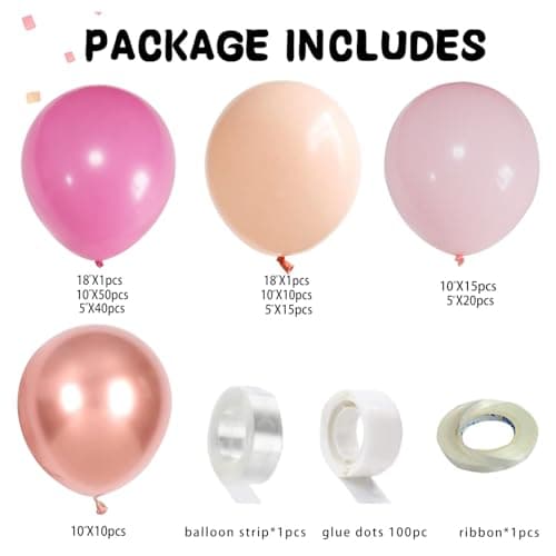 Valentines Day Decorations Pink Balloon Garland Arch Kit 162Pcs Rose Gold Pink Balloon Arch Kit for Girls Birthday Wedding Princess Theme Bridal Shower Galentines Day Decor - Thumbnail 2