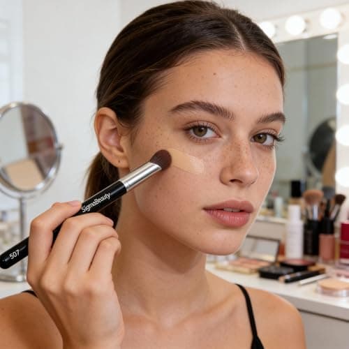 GUOXIAONIU Concealer Brush Under Eye, Angled Concealer Brush, Concealer Blending Brush, Precision Face Synthetic Makeup Brush For Concealing Blending Setting Buffing With Powder Liquid Cream Cosmetics - Thumbnail 6