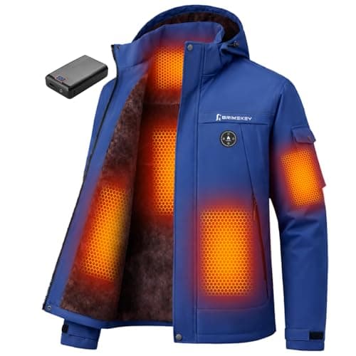 Brimekey Graphene Heated Jacket for Men, Fast Charge 20000mAh Large Capacity, Men's Heated Jacket with Fleece Lining, 6 Heating Zones Windproof Waterproof Soft Shell Hoodie Jackets Skiing Hunting - Image 1
