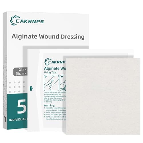 Calcium Alginate Wound Dressing Pads, 2'' x 2'' Patches [5 Individual Pack], High Absorbency Dressing, Soft Wound Care Products, Comfortable & Gentle and Non Stick Gauze Pads for Wound Care - Image 1