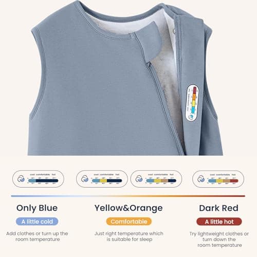 kaiya baby Baby Sleep Sack 18-36 Months 1.0 Tog Sleeveless Sleep Sack Organic Cotton, Regulating Camel Wool Blend Wearable Blanket for Infants 2-Way Zipper Quilted Sleeping Sacks,Gifts for Baby - Thumbnail 6