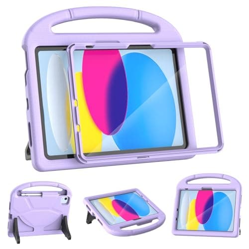 YIHE Kids Case for iPad (A16) 11th Generation 11 Inch 2025 & iPad 10th Generation 10.9 inch 2022, with Built-in Screen Protector and Stable Stand, Full Body Shockproof Protective Cover - Light Purple - Image 1