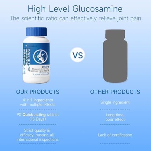 9 YOUNG-BASIC Glucosamine Chondroitin with Calcium + Vitamin D3, 4 in 1 Health Supplement for Joint Repair, Nourishment, strengthening and Reinforcement, Sugar Free Vegan, 90 Tablets Orally - Thumbnail 4