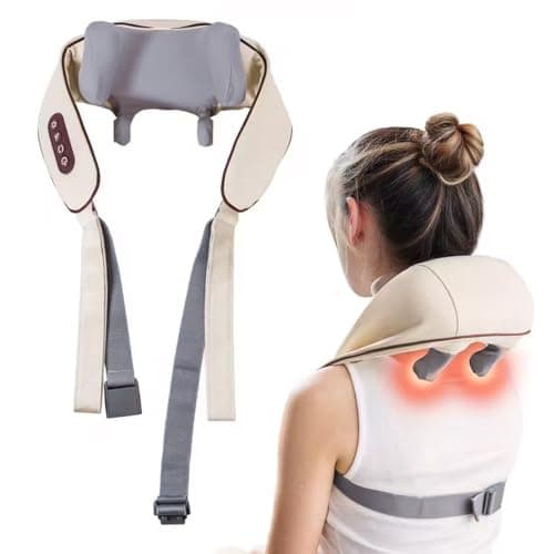 GrekoGadgetra Shoulder Massager, Portable Rechargeable 6D Shiatsu Neck and Shoulder Massager with Heat, Deep Tissue Back Massager for Pain Relief & Relaxation (Ivory White) - Image 1