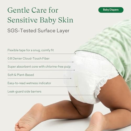 PurComfy Baby Diapers Essential Kit, Size N (96Ct) & Size 1 Diapers (104Ct), 6 Water Wipes (360Ct), 4 Travel Wipes (32Ct) and 2 Dry Wipes(120Ct), Baby Essentials Kit for Sensitive Skin, Total 712 Ct - Thumbnail 4