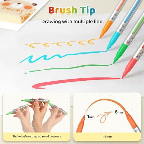 HOTU High Opacity Acrylic Paint Markers Brush Tip 36 Colors, Automatic Ink Control Acrylic Markers for Adults Coloring Book No bleeding, Paint Pens for Rock Painting Fabric Wood Eggs DIY Crafts - Thumbnail 3