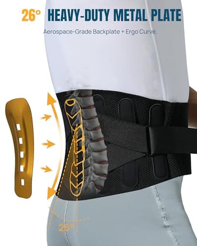 LVMEVIS® 7 Reinforced Stays Back Brace for Men Lower Back, Breathable 4D Knit Back Support Brace, Heavy-Duty Metal Plate Lumbar Support Belt,Ideal For Office Workers & Lifting Heavy Object - Thumbnail 4
