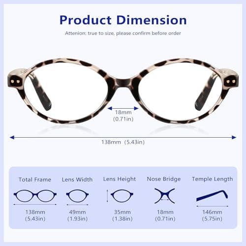 YDAOWKN Oval Blue Light Blocking Glasses for Women Men,Glasses Frame Bluelight for Gaming/Computer/Screen - Thumbnail 5