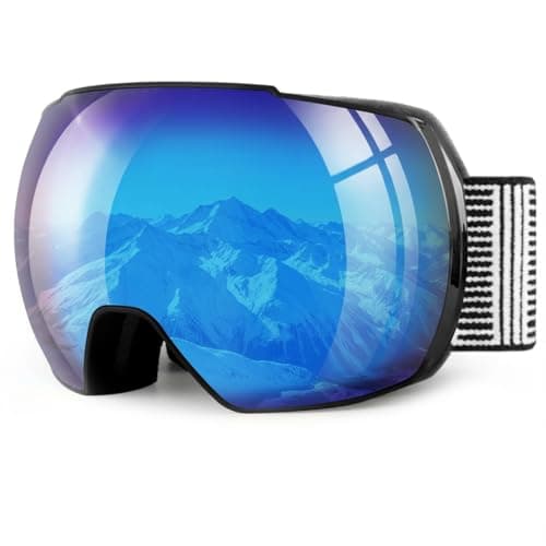 OULAIQI Ski Snow Goggles,OTG UV400 Protection,Anti Fog Skiing,Skating,Snowboarding,Snowboard Goggles For Men Women Youth (IceBlue) - Image 1