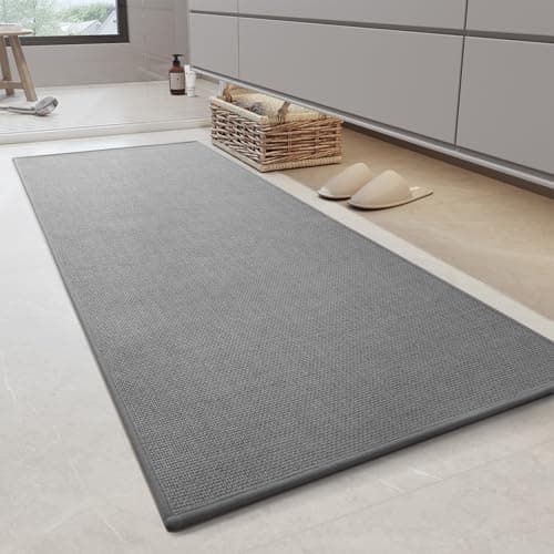 MontVoo Bathroom Runner Rug-Ultra Thin Non Slip Bath Mat Runner for Bathroom Mat Quick Dry, Rubber Backing Washable Runner Bathroom Rugs Fit Under Door, Absorbent Bath Rug,24"x47",Grey - Image 1