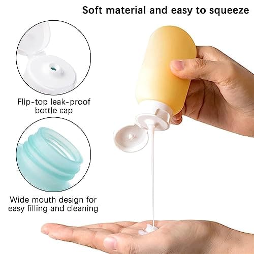 ZLSSETEC 12pack Travel Bottles for Toiletries, TSA Approved Travel Size Toiletries Containers, Travel Bottles Set with Labels Leakproof Squeezable Refillable Airplane Travel Accessories - Thumbnail 2