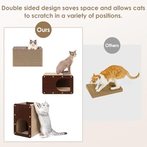 EHEYCIGA Cardboard Cat Scratcher House, 17-Inch Corrugated Cat Scratcher for Indoor Cats, Kitten Scratching Board Pad, Dark Brown - Thumbnail 4