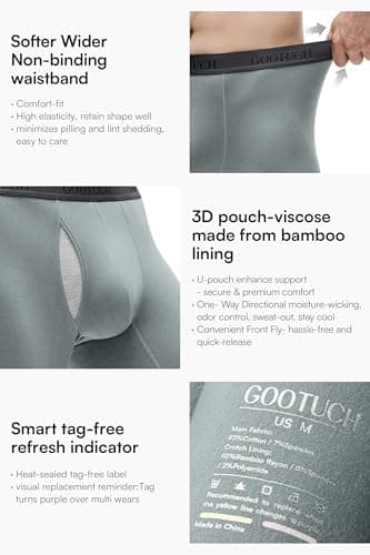 GOOTUCH Men Boxer Briefs, Moisture Wicking Breathable Underwear For Men, Silver-Ion Tech Underwear, Stretch 6.5 inch Long Leg (Black/Gray/Dark Blue/Green, XXL) - Thumbnail 6