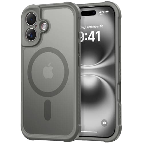 Thomo Magnetic for iPhone 16 Case, [Full Camera Protection] [Compatible with Magsafe] Military-Grade Shockproof, Anti-Fingerprint Translucent Matte Phone Case,Titanium Gray - Image 1